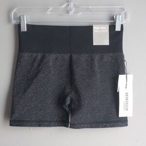 Forever21 Active Seamless Glitter High Rise Biker Shorts Women’s Sz S NWT Black